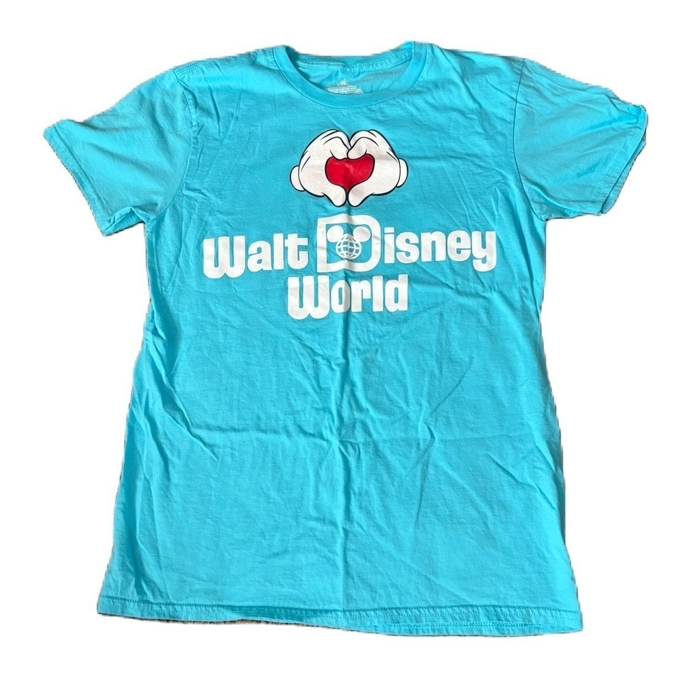 Disney Parks Walt Disney World Heart Mickey Hands Love T-shirt Adult Medium Blue